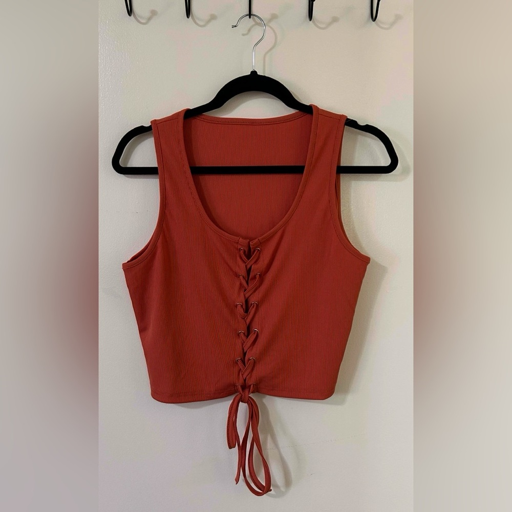 Rust Lace-Up Tank Top Size XL